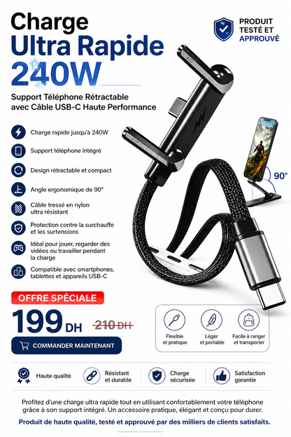 240W Foldable Phone Stand Data Cable